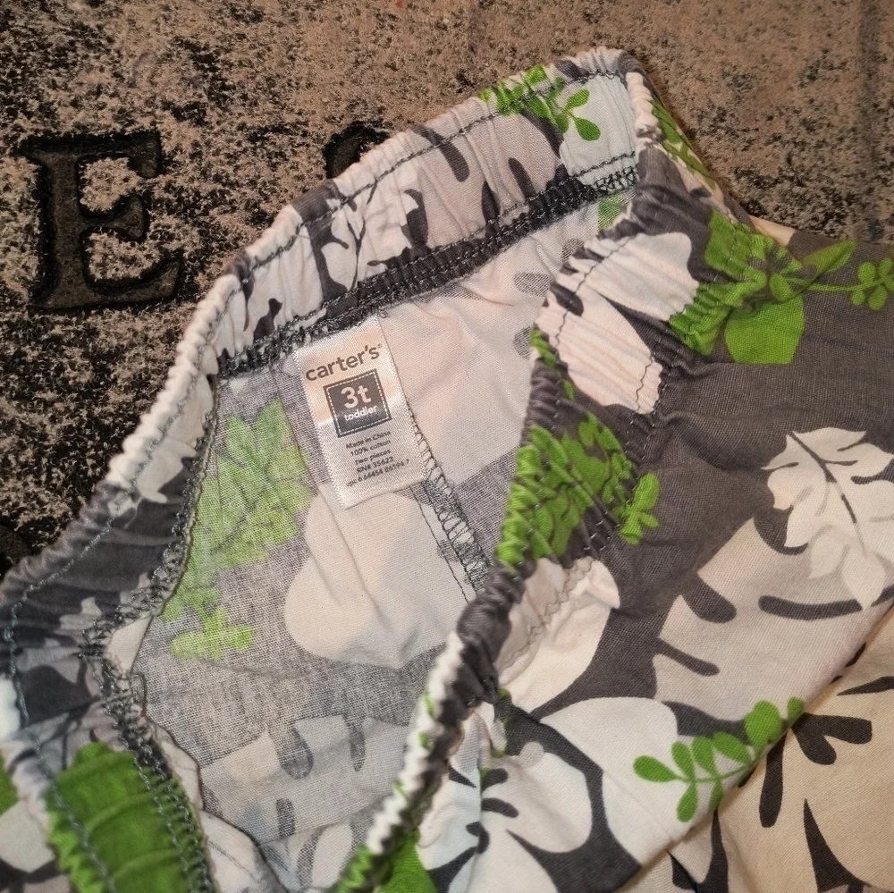 Carter's Toddler Boys Floral Print Shorts Casual Tropical Green Gray Size 3T